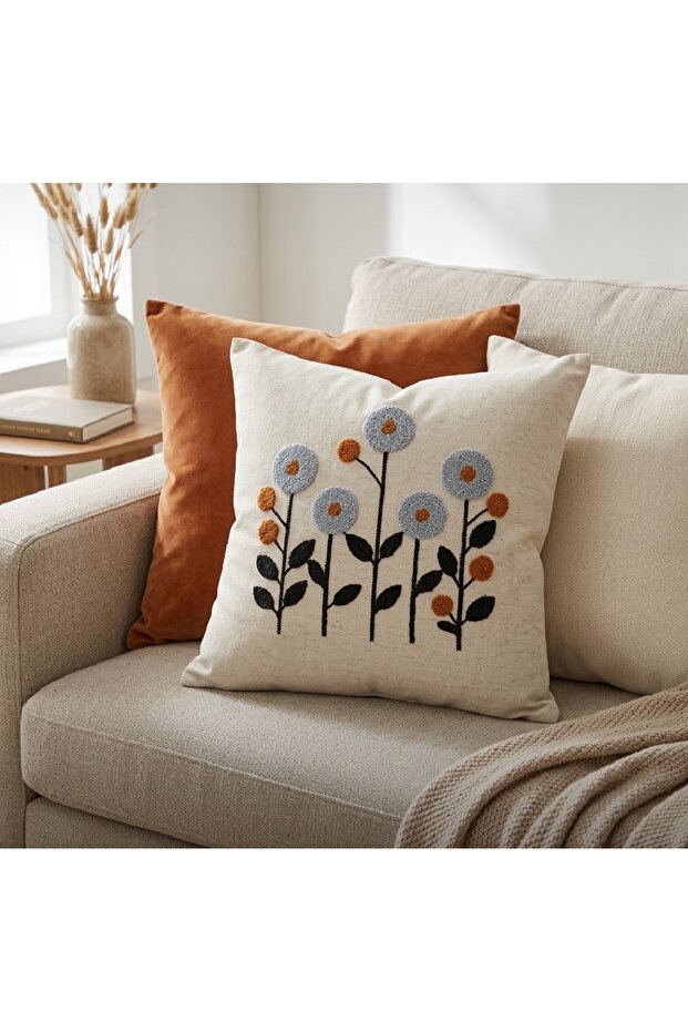 Punch Throw Pillow Cover,Embroidered Throw Pillow,Decorative Pillow Cover,2-Piece Throw Pillow Set, Bohemian Throw Pillow Cover.