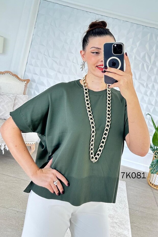 Bat Sleeve Knitwear Blouse 7K081