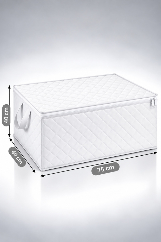 75X40X40 cm Quilted Storage Box – Large Zippered Container, Quilt and Clothing Organizer