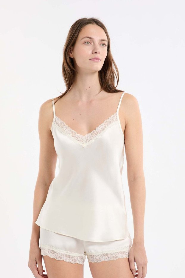 Silk Camisole With Lace Details