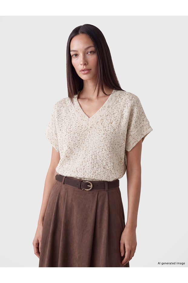 Alita City Farkıyla Lcw Everyday Ecru Knitwear Patterned Women's Sweater