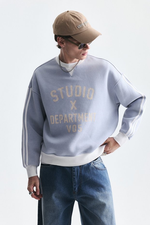 Contrast Collar Oversize Sweatshirt