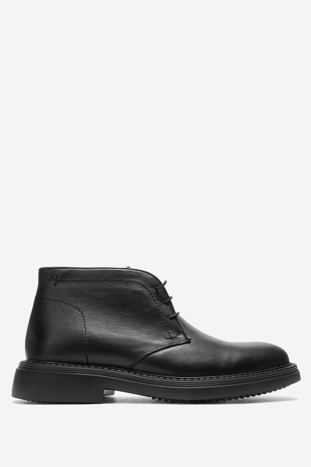 Men's Lace-Up Ankle Boots Real Leather Wesley Black