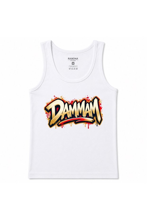 Dammam Golden Urban Graffiti Lettering Graphic Tank Top