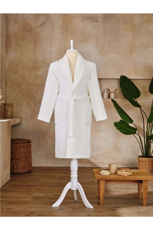King Size Single Bathrobe Şalyaka-Classic Cream (Size 3XL) New