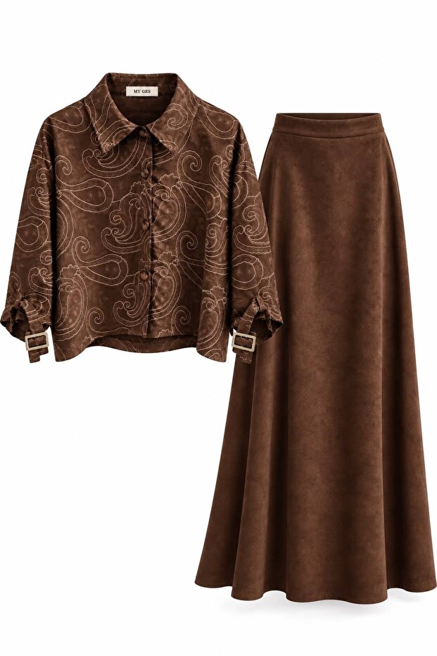 Women's Skirt Jacket Suit Suede Fabric