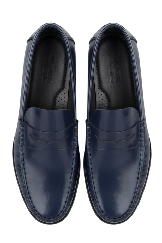 Genuine Leather Navy Blue Men's Classic Soft Waterproof Loafer Casual Shoes