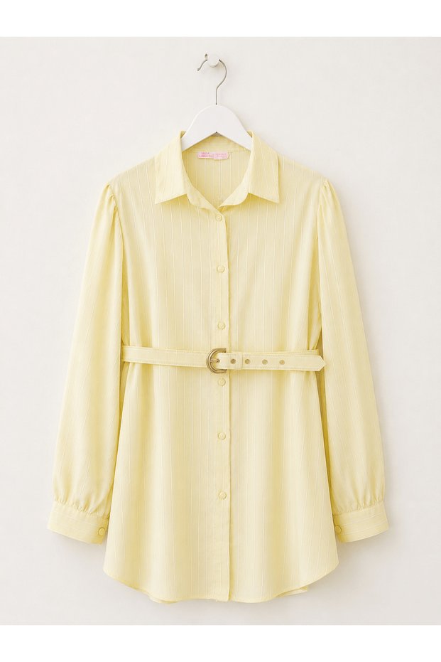 Striped Belted Shirt - 5382 - Yellow