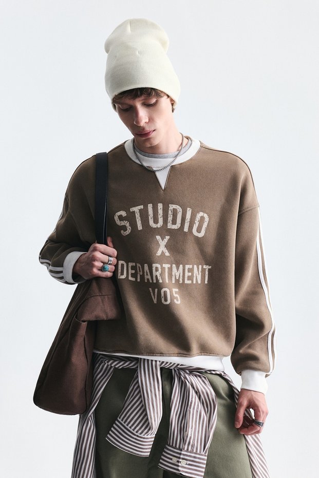 Contrast Collar Oversize Sweatshirt