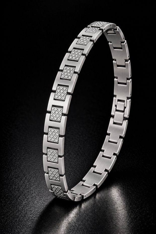 Stainless Steel Silver Color Geometric Pattern Clip Bracelet for Women Men