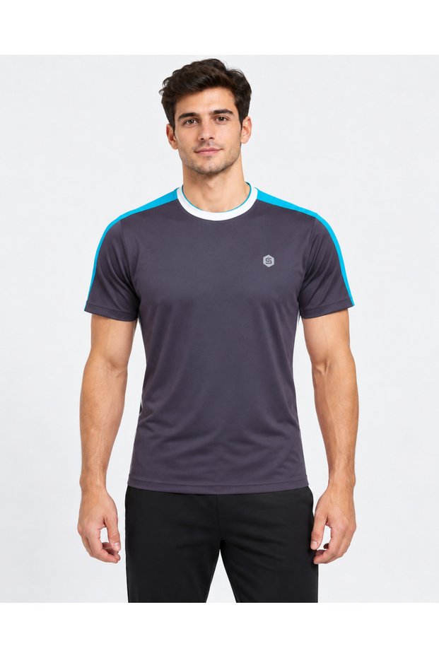 Contrast Shoulder Panel Athletic T-Shirt