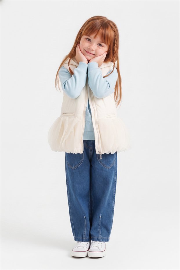 Baby Girl Crepe Vest 1-4 Years Cream