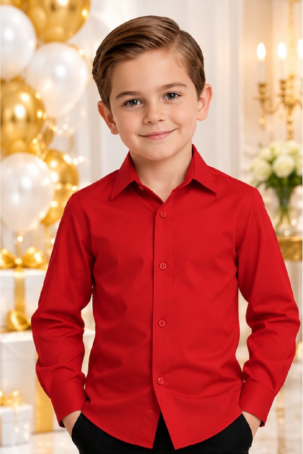 Boy's Red Long-Sleeved Shirt
