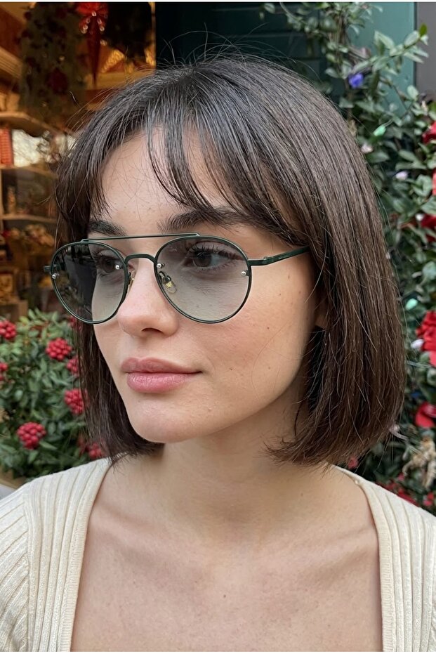 Suveybe Unisex Damla Ultra Light Khaki Green Sunglasses with Uv400 Filter
