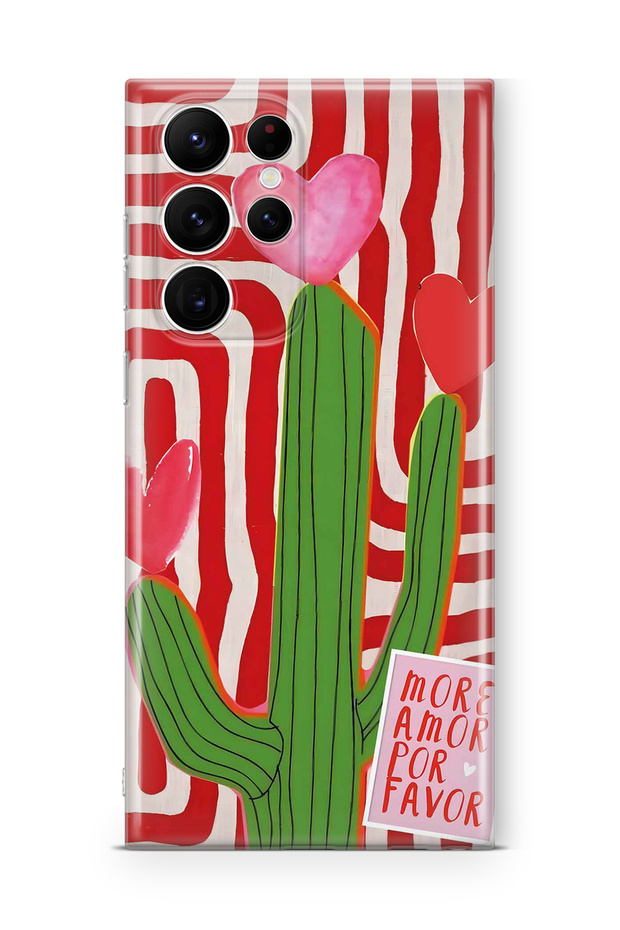 Samsung Galaxy S22 Ultra Compatible Cactus Patterned Transparent Phone Case