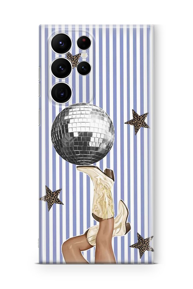 Samsung Galaxy S22 Ultra Compatible Disco Ball Patterned Transparent Phone Case