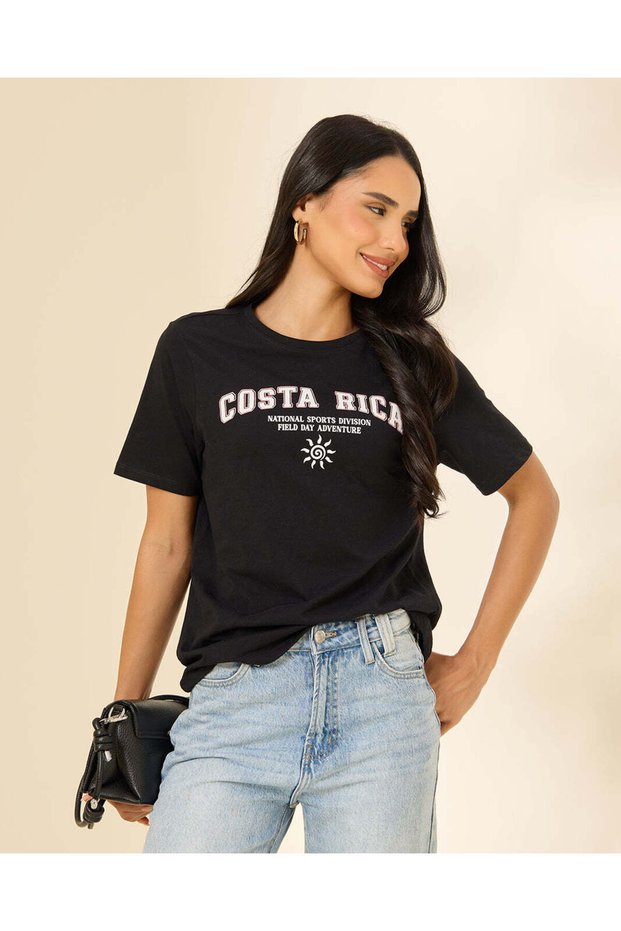 Women Navy Costa Rica Slogan T-Shirt
