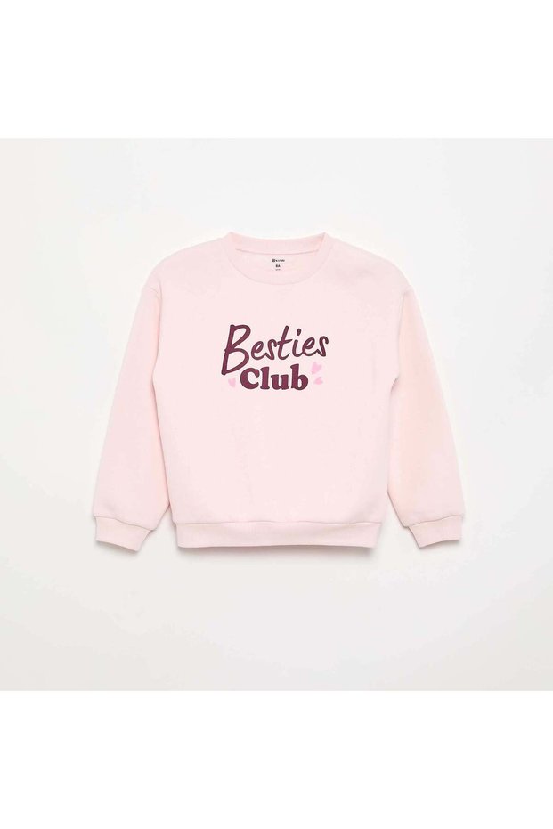 Long-Sleeved Printed Sweatshirt Pink