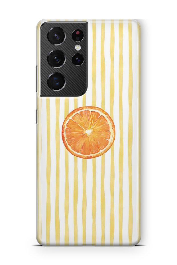 Samsung Galaxy S21 Ultra Compatible Orange Slice Patterned Transparent Phone Case