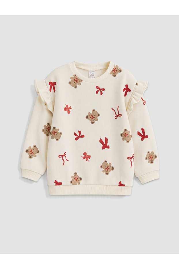 Quality Pieces from Çelebi Store Zero Roba Collar Ruffled Embroidered Baby Girl Sweatshirt