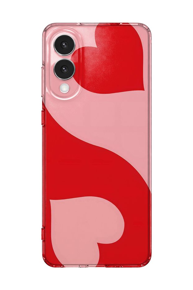 Samsung Galaxy S25 Edge Compatible Red Ying Yang Pattern Transparent Phone Case