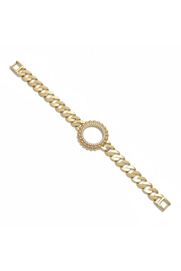 Half Gold Bracelet Case - Wholesale with Zircon Stones and Twisted Frame