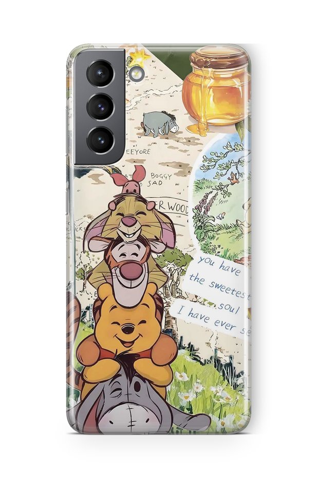 Samsung Galaxy S21 Compatible Vintage Winnie Pooh Collage Pattern Transparent Phone Case