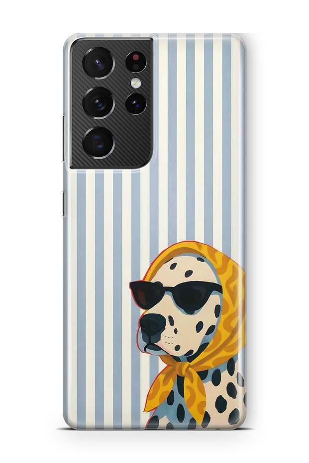 Samsung Galaxy S21 Ultra Compatible Transparent Phone Case with Dalmatian Dog Pattern