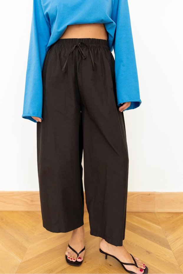 Women's Brown Elastic Waist Balloon Pants 1017-0200