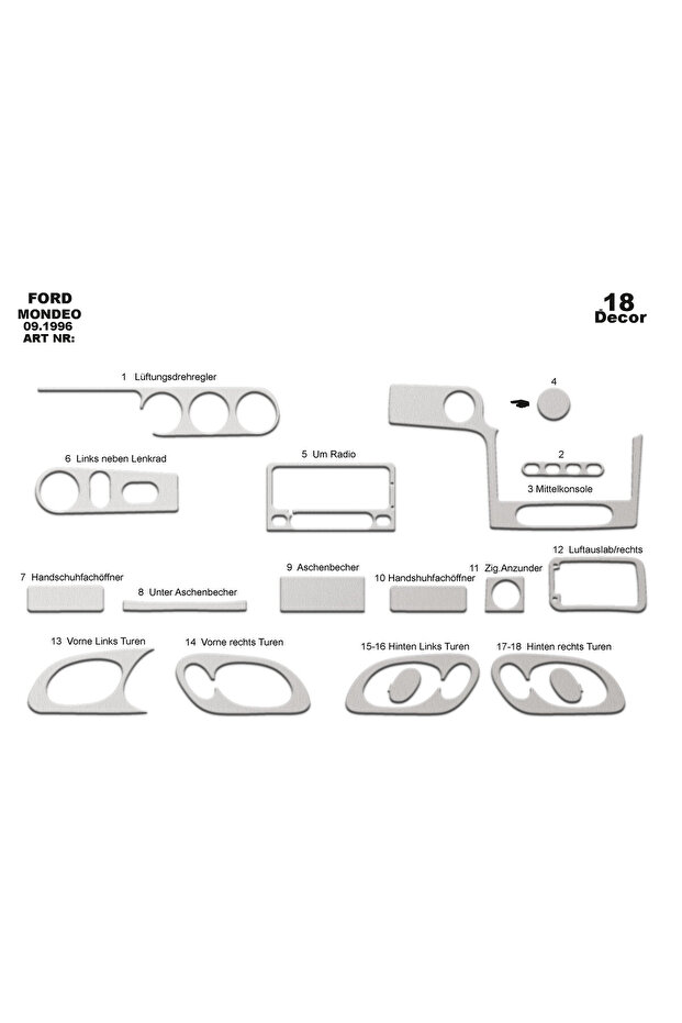 Ford Mondeo 1996-2000 Console - Dashboard Trim