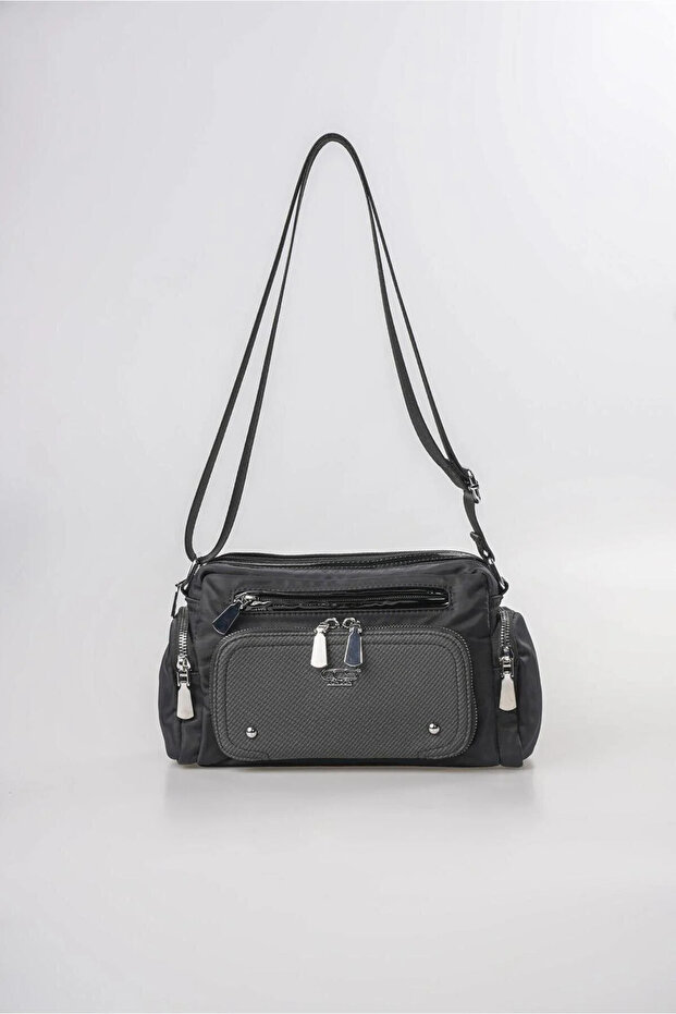 Women's Crossbody Bag with Multiple Zipper Pockets and Adjustable Strap Daily Shoulder Bag Black 18319