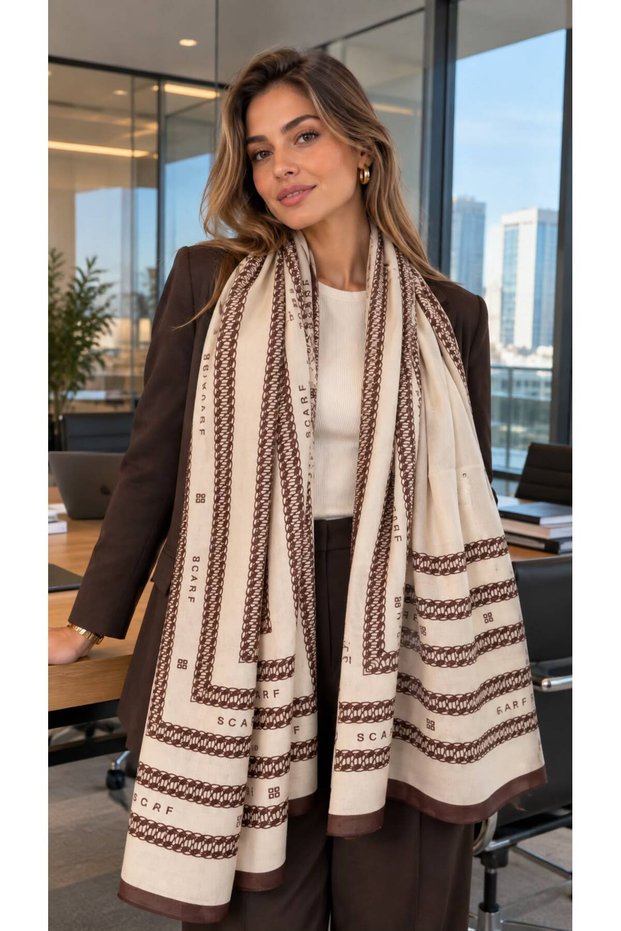 Sal09 Cotton Patterned Women's Shawl 80X180 cm