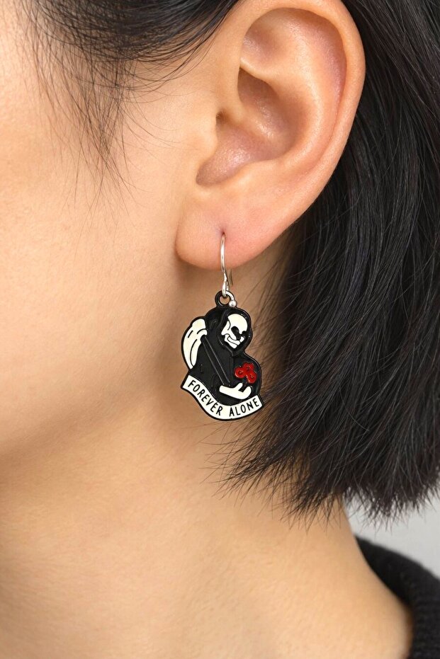 Endless Solitude Shaped Enamel Women's Earrings Double Piece Handmade Earrings