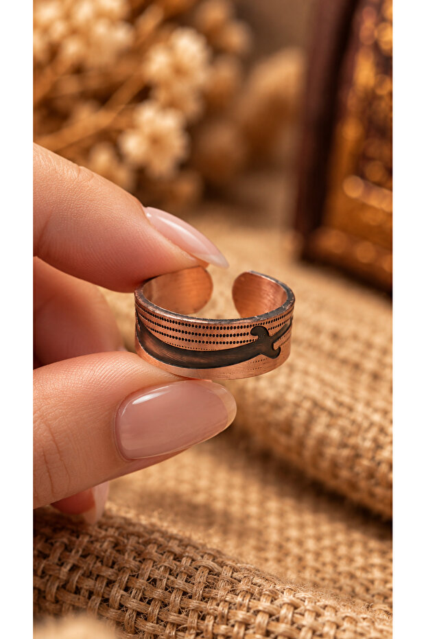 Zülfikar Engraved Vintage Adjustable Pure Copper Ring