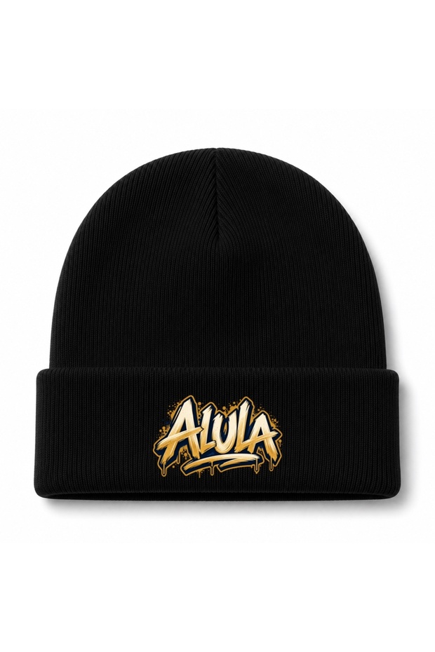 Alula Saudi Arabia Graphic Printed Beanie – Gold Urban Graffiti Design