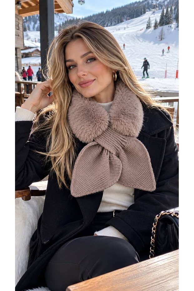 Mink Soft Textured Plush Snap-On Women's Neck Collar
