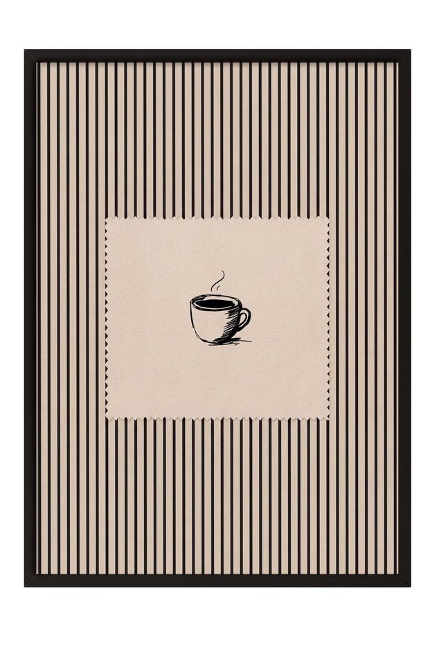 Tablio postifull Fincan Çizimi Çizgili Desen Poster – Siyah Çerçeveli Tablo NO ...
