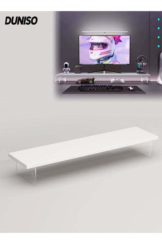 DUNISO Wood Monitor Stand Riser,Computer Stand with Keyboard Organizer,Desktop Rack for Home,Office