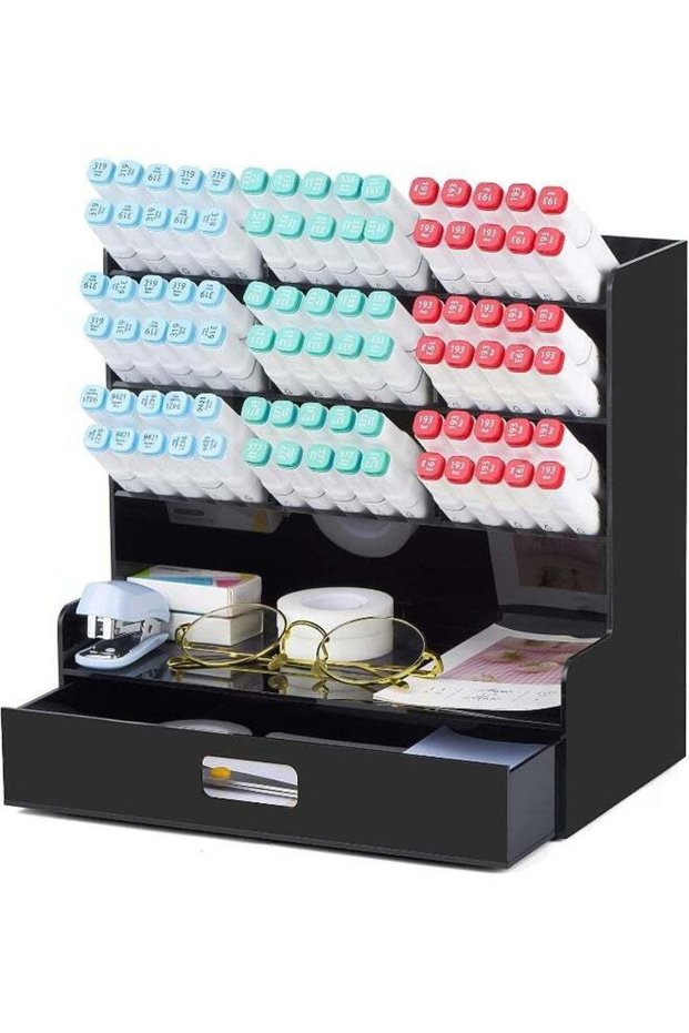 TPGP Acrylic Pen Organizer, Multi-Functional Desk Organizer Pen Holder Stationery, Marker Pen