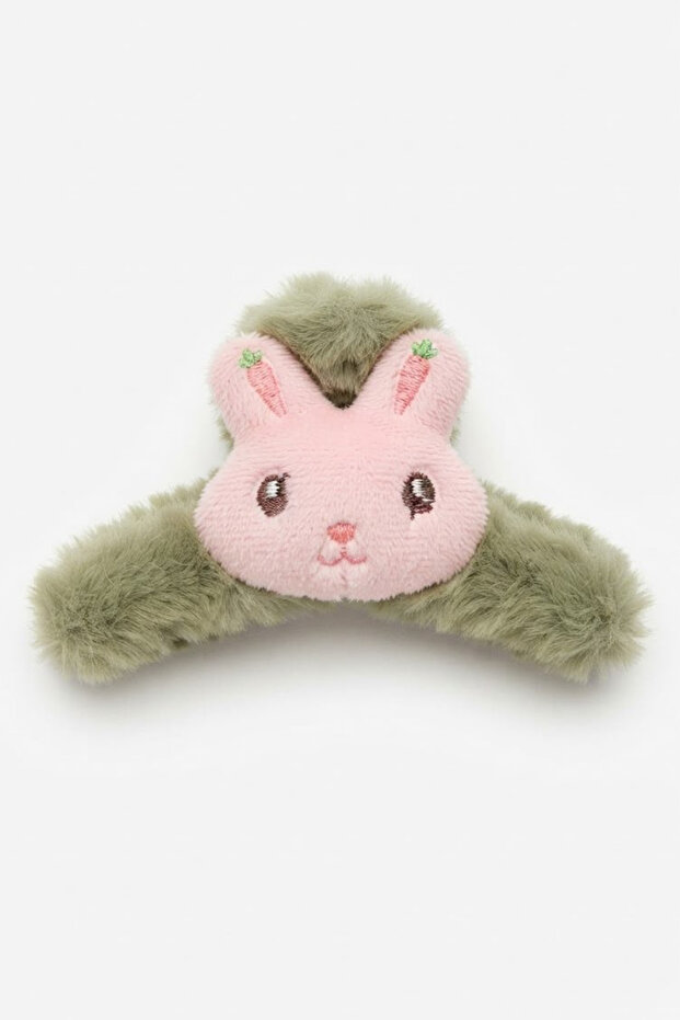 Cute Carrot Patterned Plush Hairpin with Rabbit Figure - Trendy Plush Hair Clip
