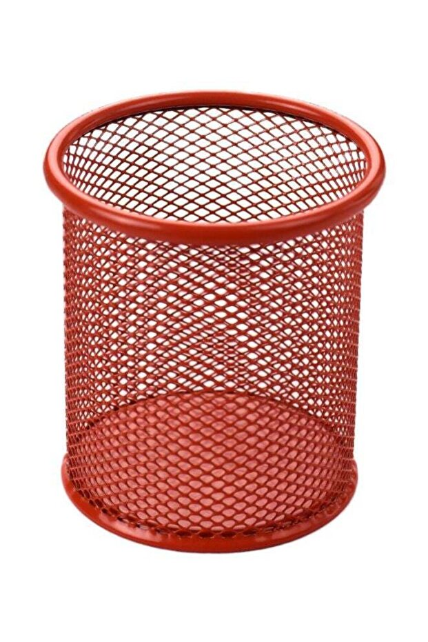 Metal Round Shape Pencil Holder Orange
