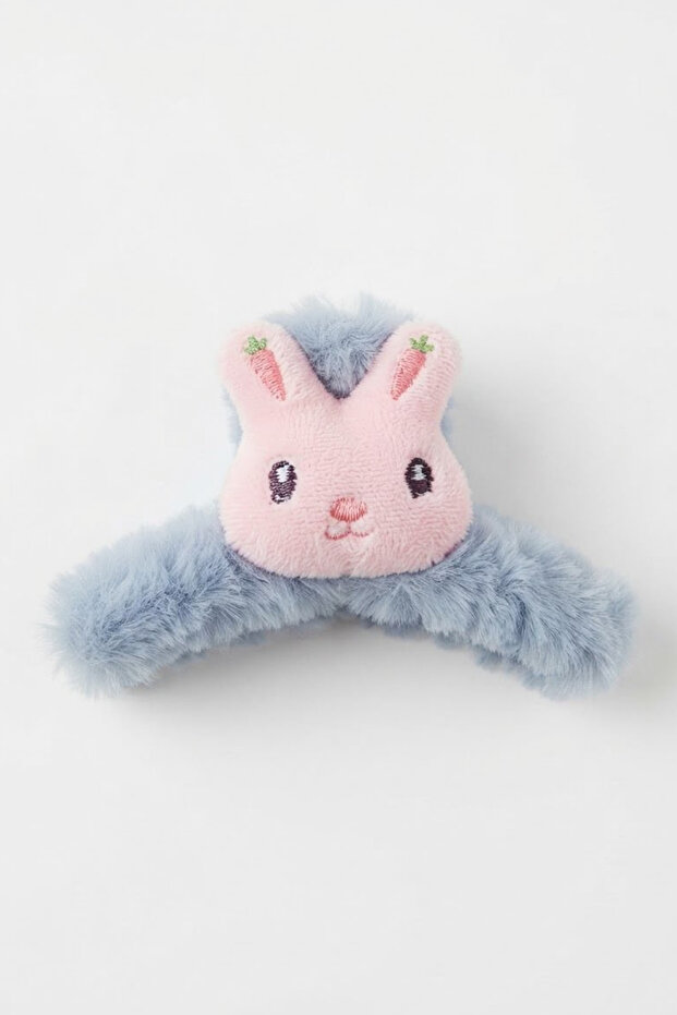 Cute Carrot Patterned Plush Hairpin with Rabbit Figure - Trendy Plush Hair Clip