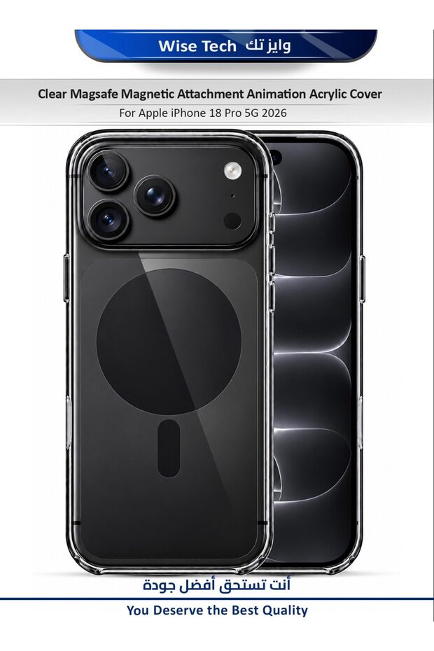 Apple iPhone 18 Pro 5G 2026 Clear Magsafe Magnetic Attachment Animation Acrylic Case Cover