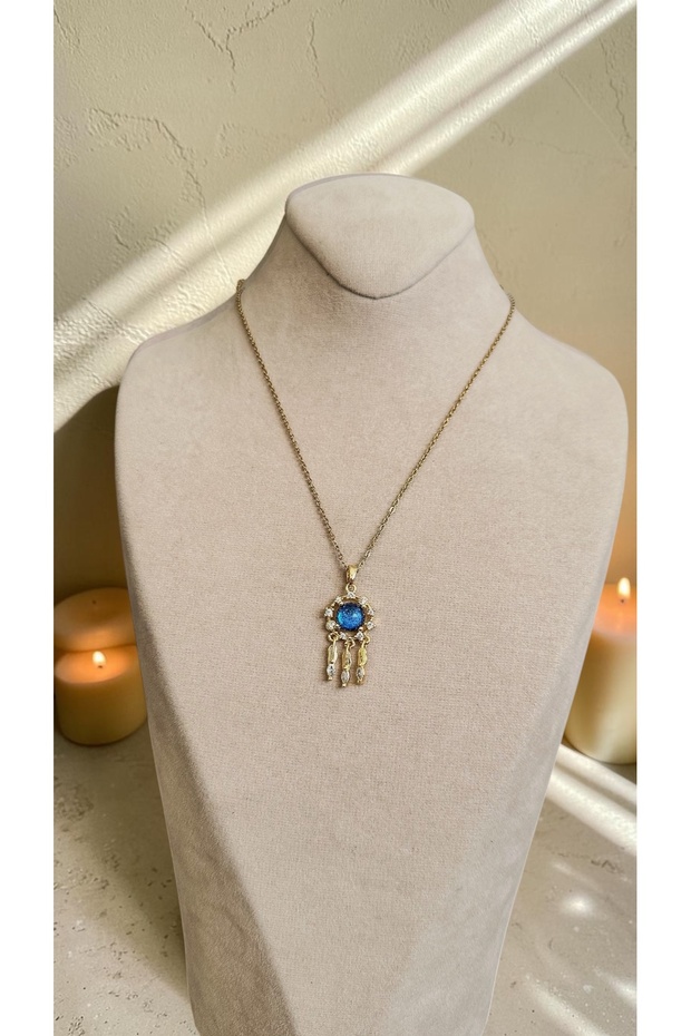 Blue Stone Dreamcatcher Figured Necklace