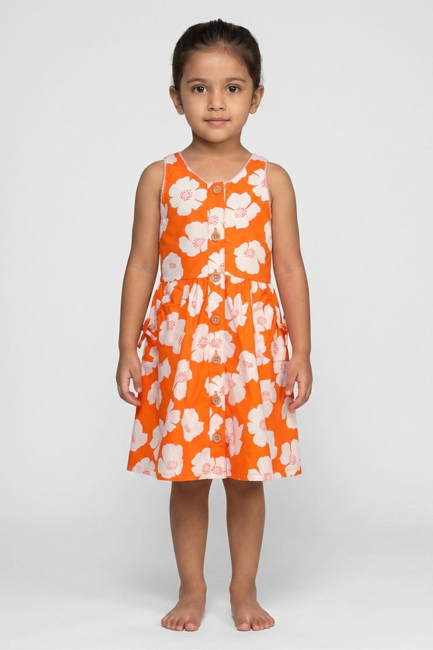 Toddlers Girl Floral Print Sleeveless Dress, Multicolor