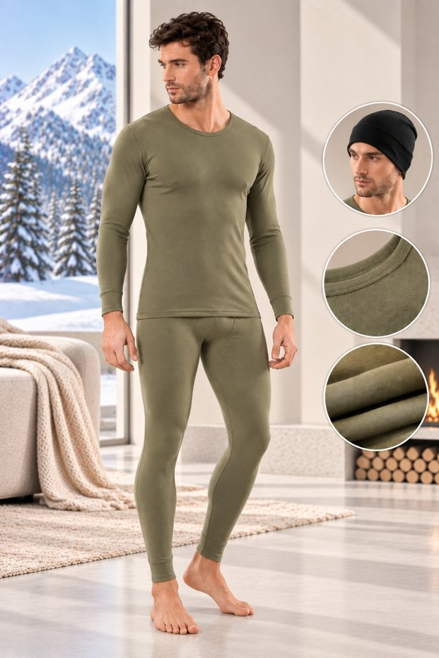 Men's Winter Warm Flexible Long Sleeve Thermal Body & Leggings Underwear Set