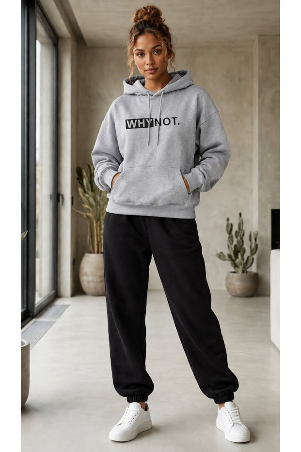 Hooded Sweatshirt 2-Piece Combination Winter Fleece Whynot Printed Kaidn / Men's Unisex Model