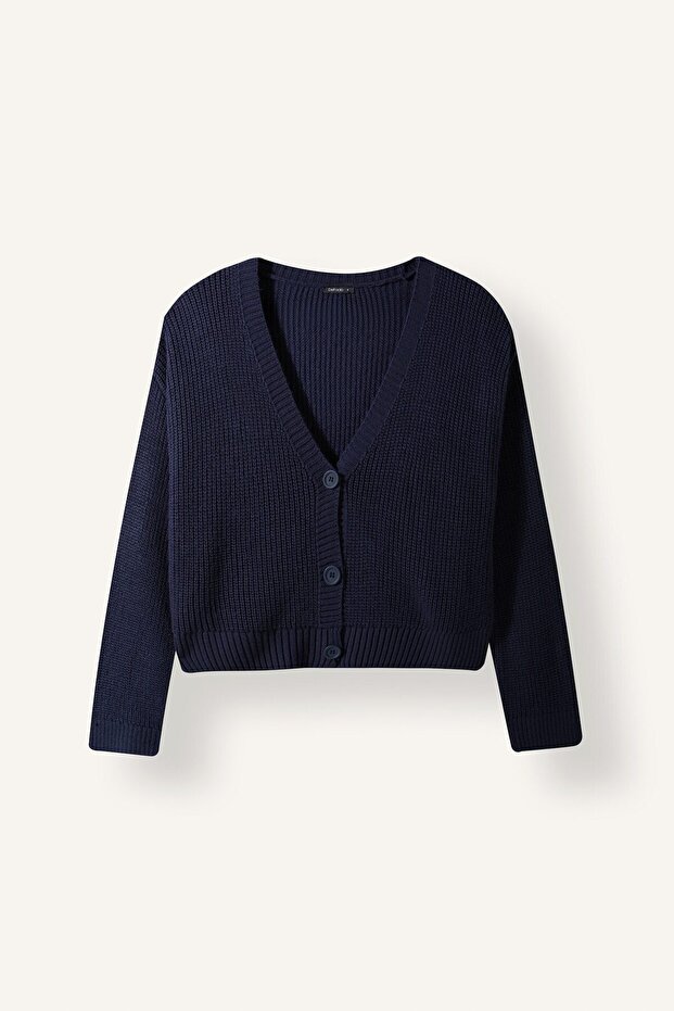 Regular Fit V-Neck Basic Button Closure Knitwear Cardigan U2052Az26Wn
