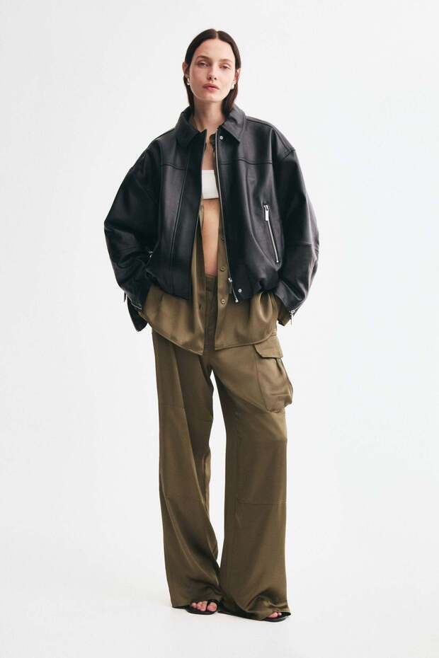 Satin cargo trousers