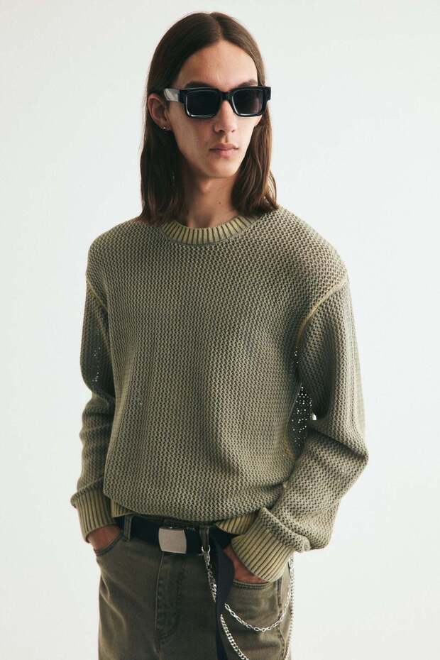 Loose Fit Hole-knit cotton jumper